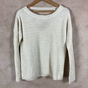 OHMG! Juniors Natural Beige Zig Zag Open Back Sweater NEW LARGE